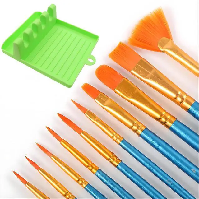 Alt view image 4 of 5 - 2 PCS Washable Paint Brush Holder Watercolor Brush Rest with 4 Slots for Oil and Watercolor Acrylic Painting White Green