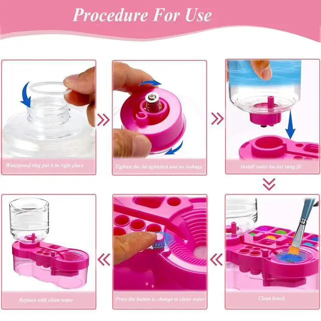 Alt view image 2 of 6 - 2026 Paint Brush Cleaner Brush Rinser Water Circulation, Brush Cleaner Painting Tool, Water Cycle Paint Brush Rinser With Brush Holder and Palette, Brush Rinser Dispenser for Adults Artist Kid(Purple)