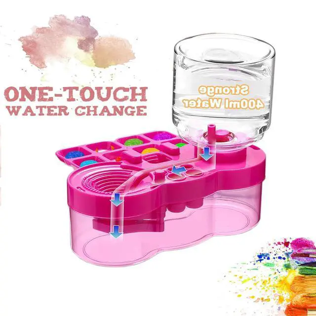 Alt view image 3 of 6 - 2026 Paint Brush Cleaner Brush Rinser Water Circulation, Brush Cleaner Painting Tool, Water Cycle Paint Brush Rinser With Brush Holder and Palette, Brush Rinser Dispenser for Adults Artist Kid(Purple)
