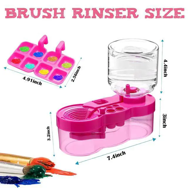 Alt view image 4 of 6 - 2026 Paint Brush Cleaner Brush Rinser Water Circulation, Brush Cleaner Painting Tool, Water Cycle Paint Brush Rinser With Brush Holder and Palette, Brush Rinser Dispenser for Adults Artist Kid(Purple)