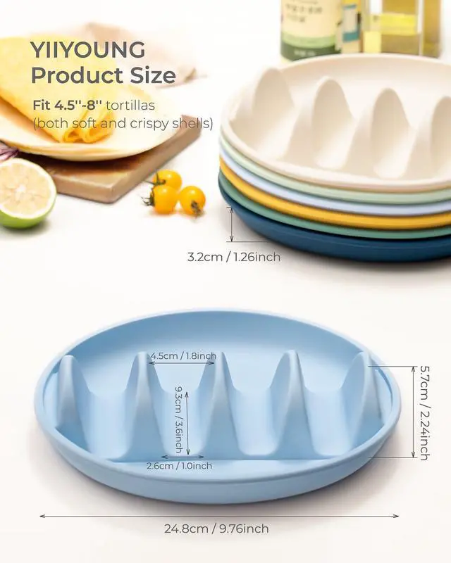 Alt view image 4 of 7 - 2 Pack Silicone Taco Holder Plates with Metal Reinforced Frame, Reusable Taco Holder Silicone Taco Plates for Hard and Soft Tacos, Taco Serving Plates for Party, Dishwasher-Safe Taco Holders Set of 2