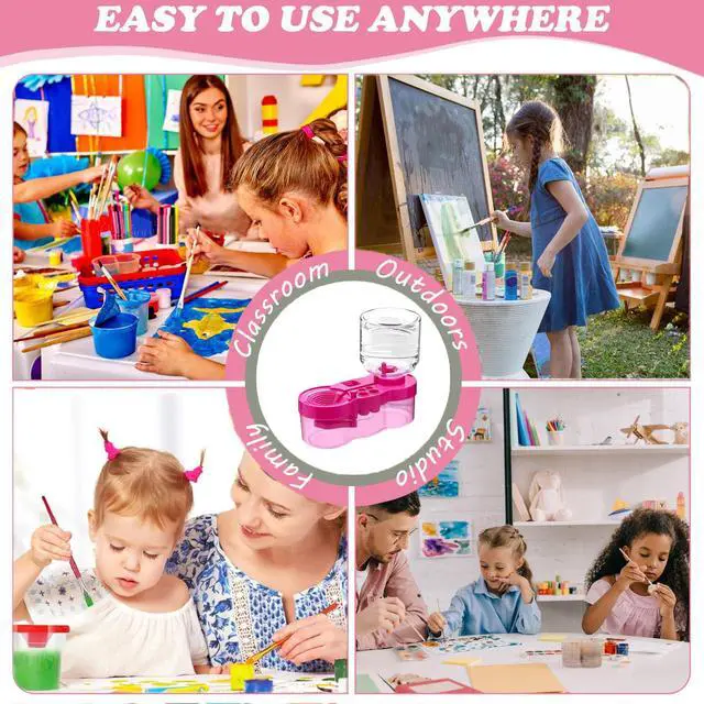 Alt view image 6 of 6 - 2026 Paint Brush Cleaner Brush Rinser Water Circulation, Brush Cleaner Painting Tool, Water Cycle Paint Brush Rinser With Brush Holder and Palette, Brush Rinser Dispenser for Adults Artist Kid(Purple)