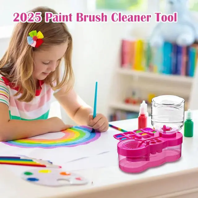 Alt view image 5 of 6 - 2026 Paint Brush Cleaner Brush Rinser Water Circulation, Brush Cleaner Painting Tool, Water Cycle Paint Brush Rinser With Brush Holder and Palette, Brush Rinser Dispenser for Adults Artist Kid(Purple)