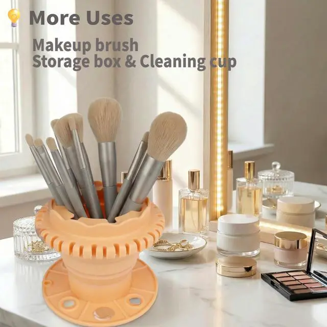 Alt view image 6 of 7 - Paint Brush Cleaner Tool Collapsibowl With Pallet And Organizer, Collapsible Acrylic Watercolor Portable Paintbrush Rinse Cup, Art Crafts Painting Brush Washing Station