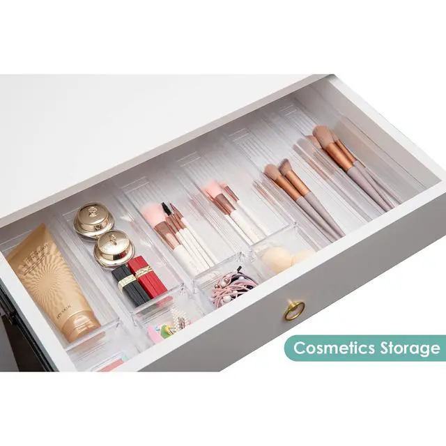 Alt view image 3 of 6 - Clear Plastic Drawer Organizer Tray for Vanity Cabinet (Set of 10),Storage Tray for Makeup, Kitchen Utensils, Jewelries, and Gadgets