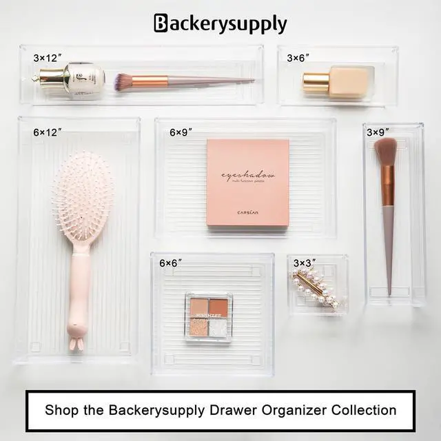 Alt view image 5 of 6 - Clear Plastic Drawer Organizer Tray for Vanity Cabinet (Set of 10),Storage Tray for Makeup, Kitchen Utensils, Jewelries, and Gadgets