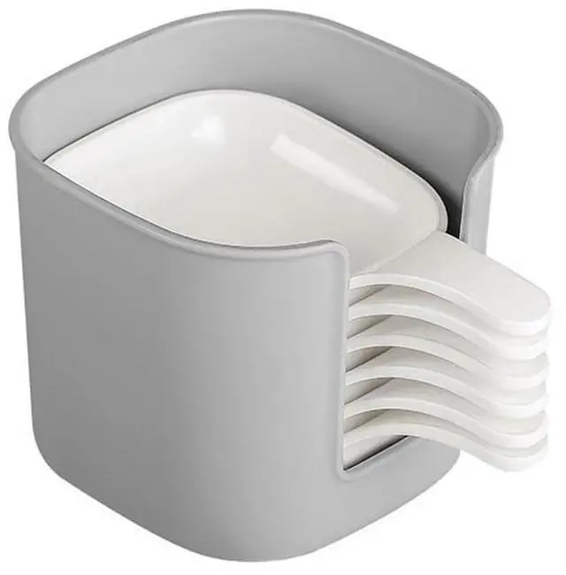 Main image of 6Pcs Plastic Dipping Dish with Storage Box Mini Home Kitchen Seasoning Sauce Dishes Bowls Plate Dish Serving Tray for Sampling and Dipping Restaurant Home Party Use, White+Grey