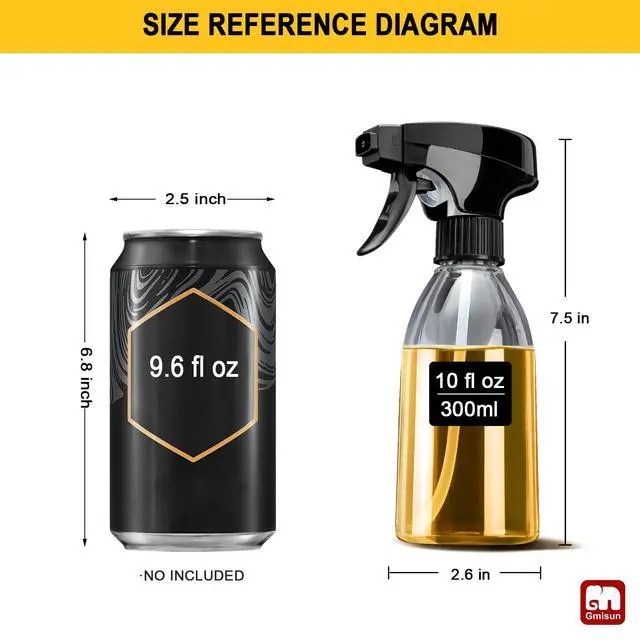 Alt view image 2 of 7 - Oil Sprayer for Cooking, 2 Pack Olive Oil Spray Bottle, 10oz Food-Grade Plastic Oil Spritzer Mister, Refillable Oil Dispenser Bottle for Salad, BBQ, Grilling, Kitchen Baking, Roasting