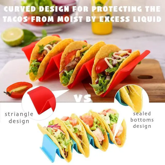 Alt view image 4 of 7 - Colorful Taco Holder Stands Set of 6, Large Taco Trays