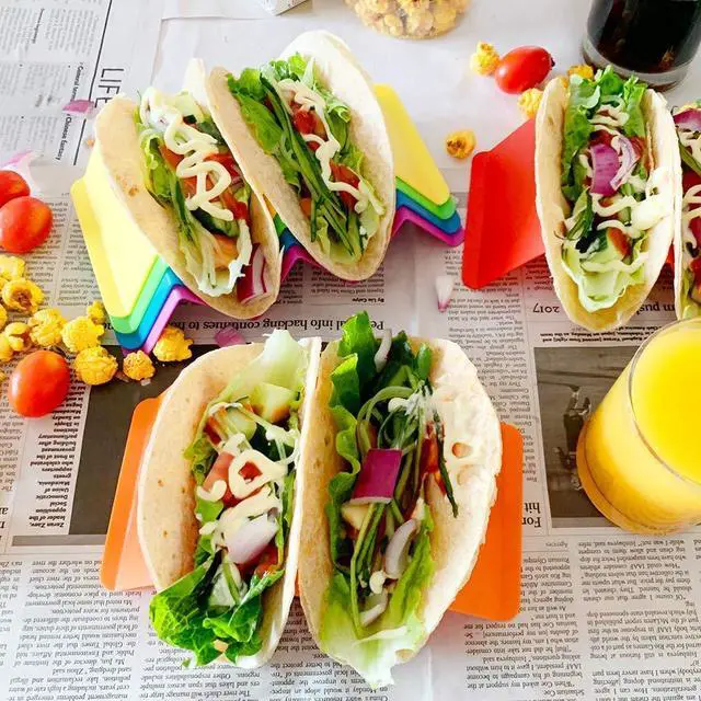 Alt view image 7 of 7 - Colorful Taco Holder Stands Set of 6, Large Taco Trays