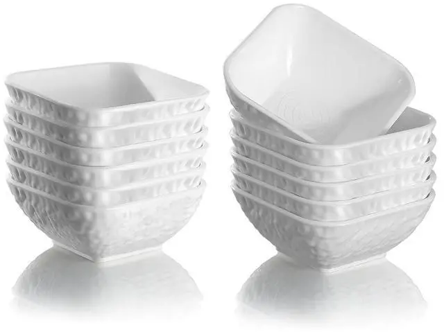 Main image of Dip Bowls Set 12pcs 6oz, White Plastic Dipping Bowls Soy Sauce Plate for Side Dishes, Condiment Server for Tomato Sauce, Ketchup, Vinegar, BBQ and Party Dinner, Mini Appetizer Plates.