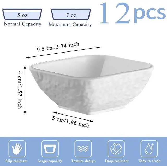 Alt view image 2 of 7 - Dip Bowls Set 12pcs 6oz, White Plastic Dipping Bowls Soy Sauce Plate for Side Dishes, Condiment Server for Tomato Sauce, Ketchup, Vinegar, BBQ and Party Dinner, Mini Appetizer Plates.