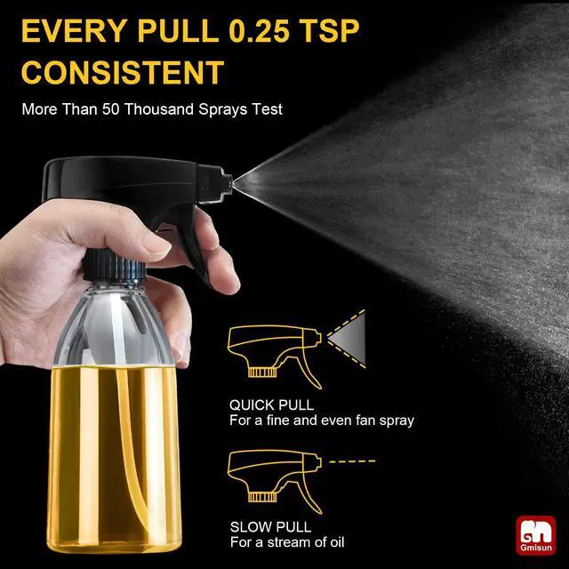Alt view image 3 of 7 - Oil Sprayer for Cooking, 2 Pack Olive Oil Spray Bottle, 10oz Food-Grade Plastic Oil Spritzer Mister, Refillable Oil Dispenser Bottle for Salad, BBQ, Grilling, Kitchen Baking, Roasting