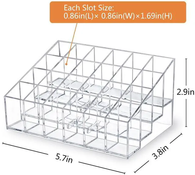 Alt view image 2 of 7 - Lipstick Organizer,Small Clear Plastic Compact Lip Gloss Chapstick Perfume Sample Mascara Holder with 24 Slots