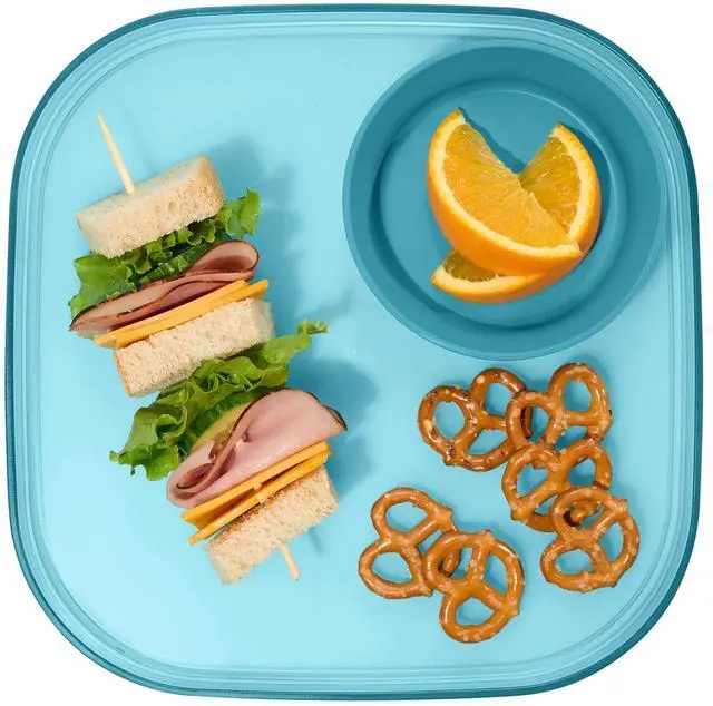Main image of Dipware Reusable Dining Plate/Serving Tray for Appetizers and Snacks, Food-Safe Appetizer Serving Platter with Removable Dip Bowl, Turquoise