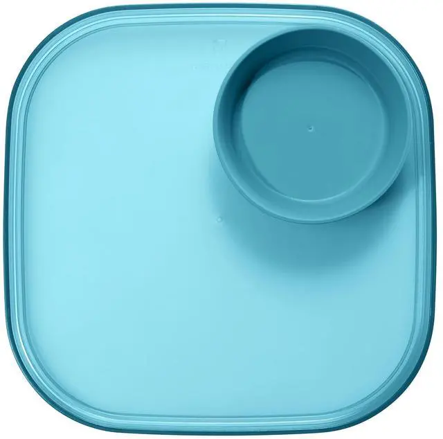 Alt view image 2 of 7 - Dipware Reusable Dining Plate/Serving Tray for Appetizers and Snacks, Food-Safe Appetizer Serving Platter with Removable Dip Bowl, Turquoise