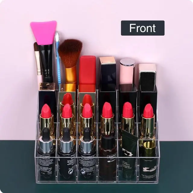 Alt view image 7 of 7 - Lipstick Organizer,Small Clear Plastic Compact Lip Gloss Chapstick Perfume Sample Mascara Holder with 24 Slots
