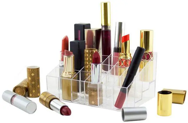 Alt view image 2 of 7 - Transparent Cosmetic Makeup Organizer for Lipstick, Brushes, Bottles, and More - Clear Case Display Rack Holder