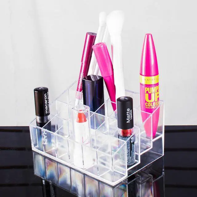 Alt view image 3 of 7 - Transparent Cosmetic Makeup Organizer for Lipstick, Brushes, Bottles, and More - Clear Case Display Rack Holder