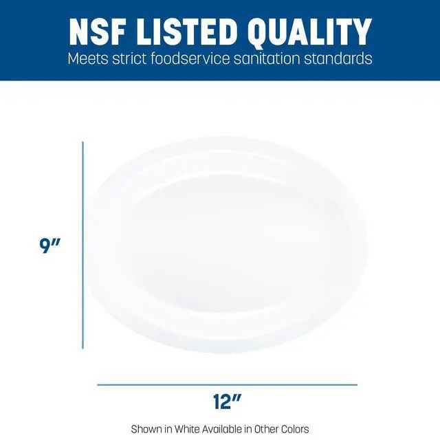 Alt view image 3 of 4 - Carlisle FoodService Products Kingline Plastic Oval Platter Oval Tray for Home and Restaurant, Melamine, 12 x 9 Inches, White