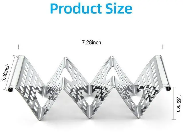 Alt view image 2 of 7 - Taco Holders Set of 4, Taco Stand, Stainless Steel Taco Holder, Each Can Hold 3 Tortillas, with Easy-Access Handle, Fits Microwave, Air Fryer and Oven