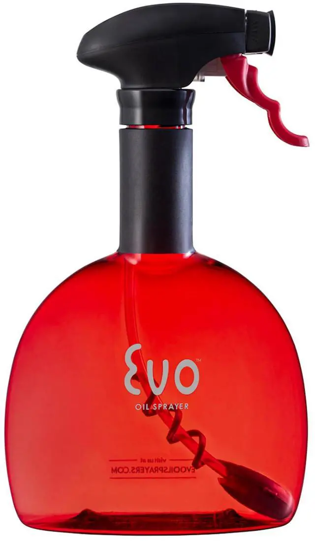 Main image of Evo Original Oil Sprayer Bottle | Non-Aerosol for Olive Oil, Cooking Oils, Vinegars | 24-Oz Capacity | Rotatable Nozzle | Gourmet Cooking Tools - Food-Safe Materials | Red