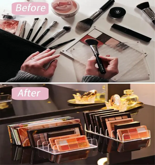 Alt view image 5 of 5 - 2-Pack Clear Cosmetic Organizers for Makeup Storage - Stackable Eyeshadow Palette Organizer Trays, Countertop & Drawer Makeup Organizer for Bathroom Vanity, Sunglasses
