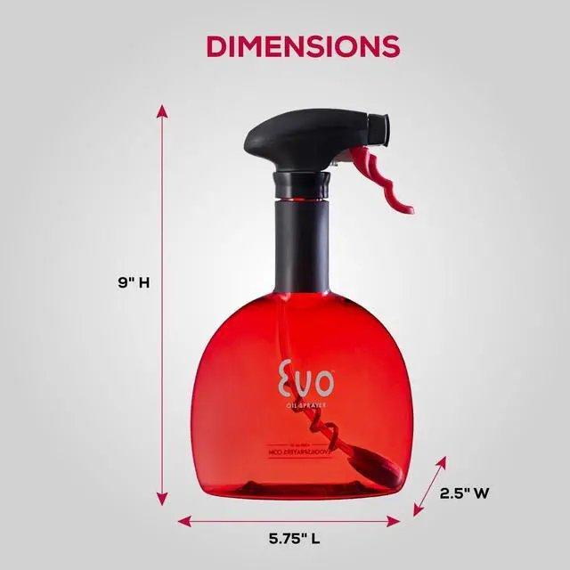 Alt view image 5 of 7 - Evo Original Oil Sprayer Bottle | Non-Aerosol for Olive Oil, Cooking Oils, Vinegars | 24-Oz Capacity | Rotatable Nozzle | Gourmet Cooking Tools - Food-Safe Materials | Red