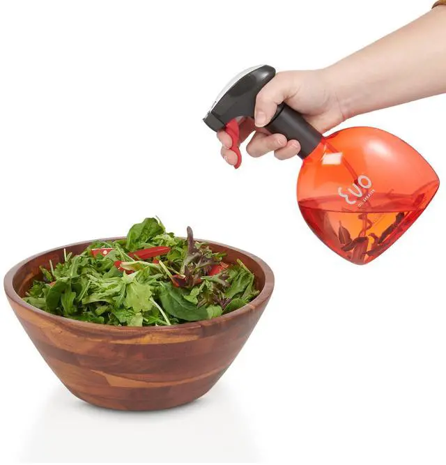 Alt view image 6 of 7 - Evo Original Oil Sprayer Bottle | Non-Aerosol for Olive Oil, Cooking Oils, Vinegars | 24-Oz Capacity | Rotatable Nozzle | Gourmet Cooking Tools - Food-Safe Materials | Red