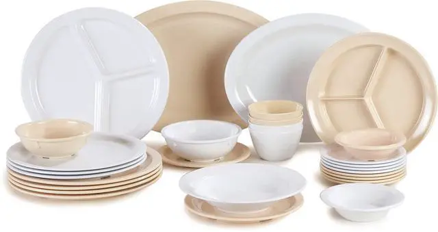 Alt view image 6 of 7 - Carlisle FoodService Products Kingline Divided Plate Deep Compartment Plate with 3 Compartments for Home and Restaurant, Melamine, 8.75 Inches, White