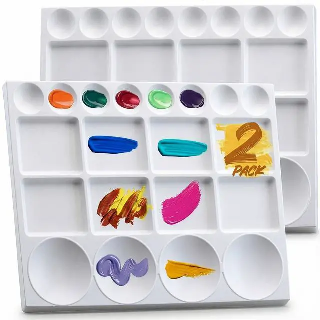 Main image of 20-Well Plastic Paint Palette, 2-Pack Mixing Tray, 10 x 13 in