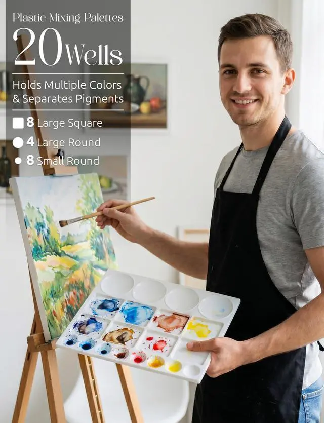 Alt view image 3 of 7 - 20-Well Plastic Paint Palette, 2-Pack Mixing Tray, 10 x 13 in