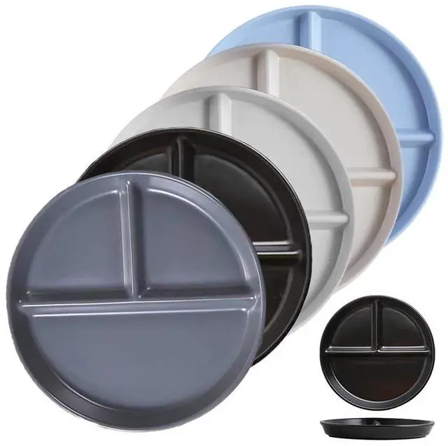 Main image of Portion Control Plate for Balanced Eating (5 Pack), 9" Unbreakable Divided Plates,3 Compartment Plates, Reusable Plastic Plates,Weight Loss, BPA Free