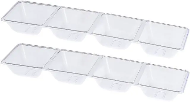 Main image of 4 Sectional Rectangle Plastic Disposable Serving Tray/Platter 5 X 16 Clear Pack of 2