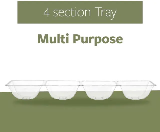 Alt view image 6 of 7 - 4 Sectional Rectangle Plastic Disposable Serving Tray/Platter 5 X 16 Clear Pack of 2