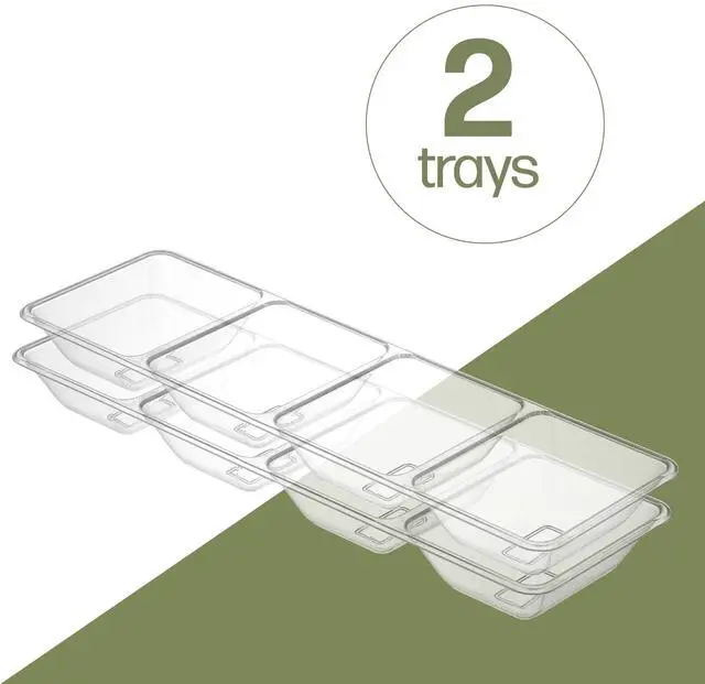 Alt view image 4 of 7 - 4 Sectional Rectangle Plastic Disposable Serving Tray/Platter 5 X 16 Clear Pack of 2
