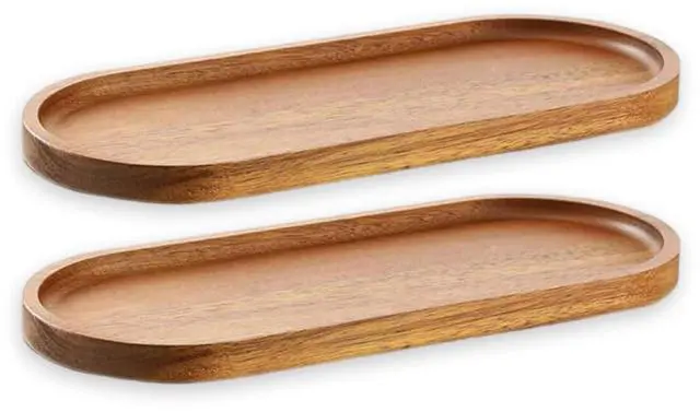 Main image of Wood Serving Trays 11.5x4 Inch Charcuterie Boards Oval Wooden Plates Wood Serving Platter Cheese Dinner Plates Bulk for Dessert Snack Bread Fruit Appetizer Dishes (2)