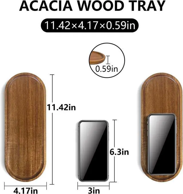 Alt view image 2 of 7 - Wood Serving Trays 11.5x4 Inch Charcuterie Boards Oval Wooden Plates Wood Serving Platter Cheese Dinner Plates Bulk for Dessert Snack Bread Fruit Appetizer Dishes (2)