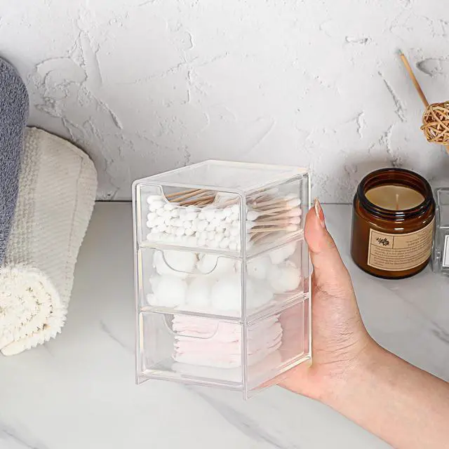Alt view image 2 of 7 - 1 Pack Small Acrylic Storage Organizer with Drawers, 3-Layer Clear Desktop Organizer for Office Supplies Mini Storage Box with Drawers for Desk, Desktop Makeup Drawer Jewelry Storage Box