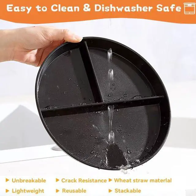 Alt view image 7 of 7 - Portion Control Plate for Balanced Eating (5 Pack), 9" Unbreakable Divided Plates,3 Compartment Plates, Reusable Plastic Plates,Weight Loss, BPA Free