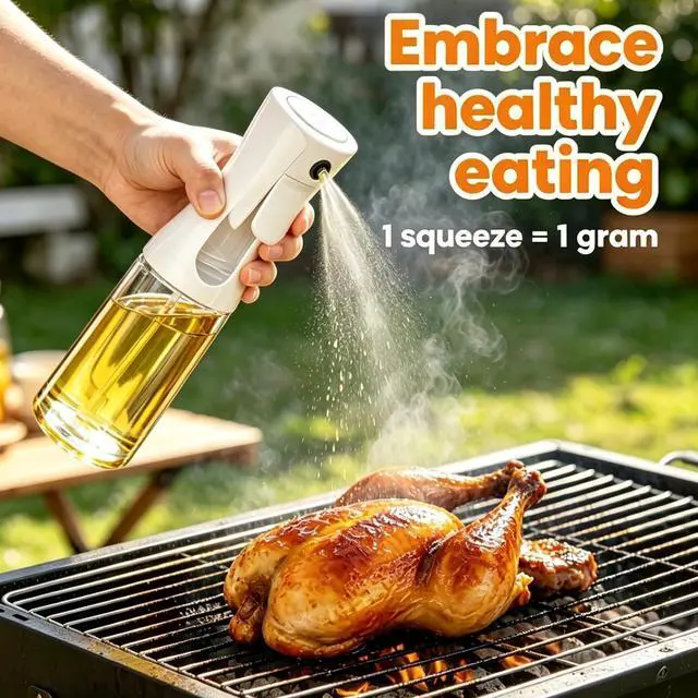 Alt view image 4 of 7 - Olive Oil Sprayer for Cooking, 220ml Glass Oil Dispenser for Kitchen Gadgets, Food Grade Premium Clear Spray Bottle for Salad, Frying, BBQ (White)