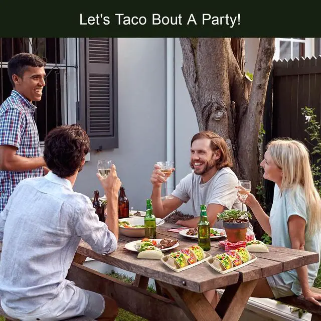 Alt view image 4 of 6 - 24PCS Disposable Taco Holders for Party, Premium Paper Taco Plates with 3 Dividers, Fiesta Tacos Holder Tray for Taco Tuesday Bar Serving Set, Decorations Supplies