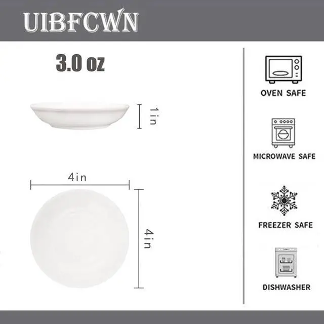 Alt view image 2 of 7 - 3 Oz Ceramic Dipping Bowls, Soy Sauce Dishes Set of 4, Dipping Sauce Cups/Bowls/Dishes for Kitchen, Mini Appetizer Plates for Condiment Sushi Ketchup BBQ Party, 4 Inch