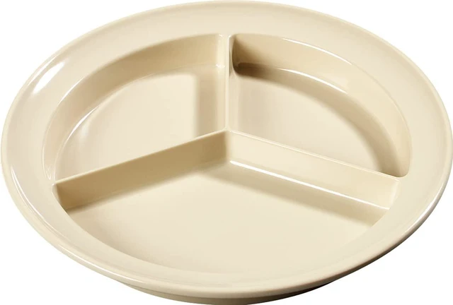 Main image of Kingline Plate with 3 Compartments, Heavy Duty Melamine Dish for Serving, 8.75", 1 Count, Tan