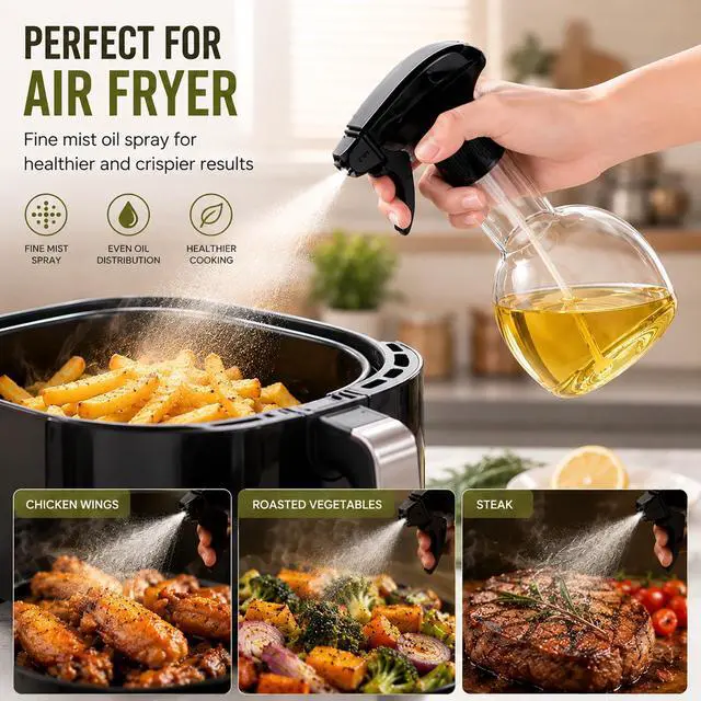 Alt view image 5 of 7 - Oil Sprayer for Cooking, 280ml Olive Oil Spray Bottle, Food-Grade Plastic Olive Oil Mister for Air Fryer Salad BBQ Baking Leakproof, Refillable, Kitchen Oil Dispenser 9.5 oz (Clear)