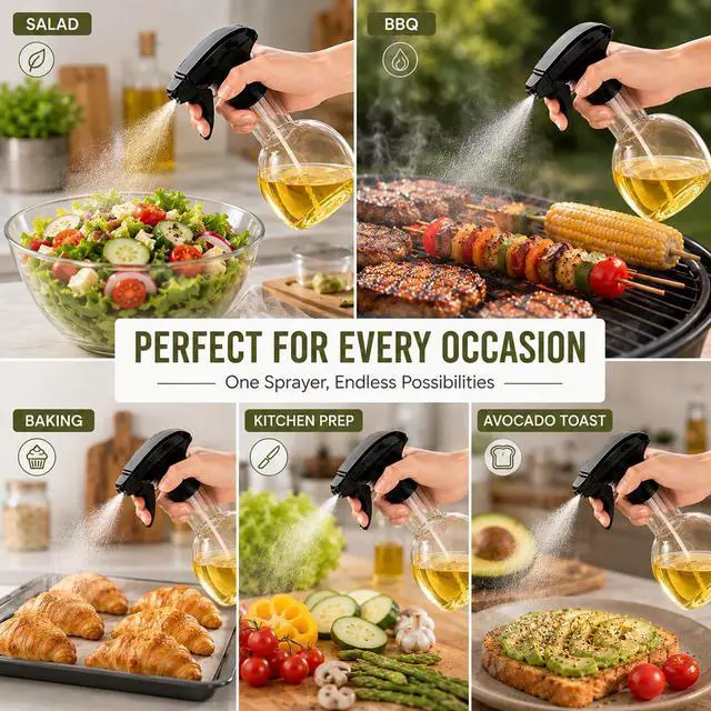 Alt view image 6 of 7 - Oil Sprayer for Cooking, 280ml Olive Oil Spray Bottle, Food-Grade Plastic Olive Oil Mister for Air Fryer Salad BBQ Baking Leakproof, Refillable, Kitchen Oil Dispenser 9.5 oz (Clear)