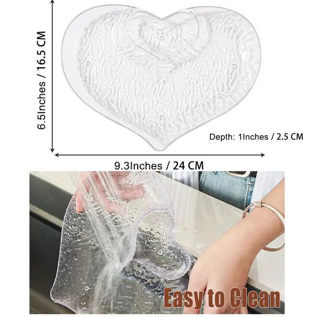 Alt view image 6 of 7 - Heart Chip Dip Serving Platter Set, White and Transparent, 2 Pieces