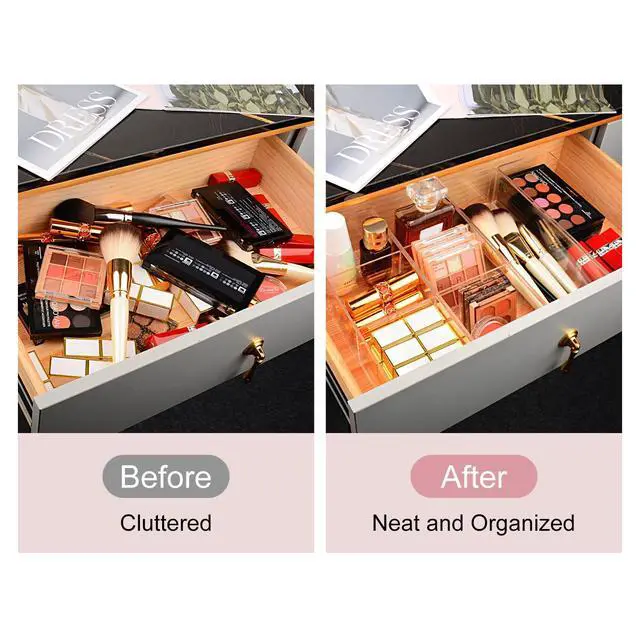 Alt view image 3 of 6 - Acrylic Organizers, Bathroom Organizer for Drawer, Cosmetic Display Cases for Vanity, Countertop, Desk, Kitchen, and Makeup Storage, 3-Section