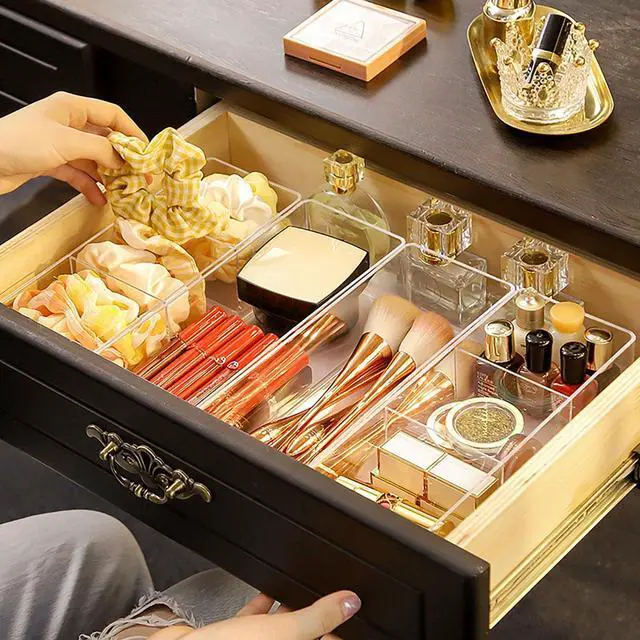 Alt view image 6 of 6 - Acrylic Organizers, Bathroom Organizer for Drawer, Cosmetic Display Cases for Vanity, Countertop, Desk, Kitchen, and Makeup Storage, 3-Section