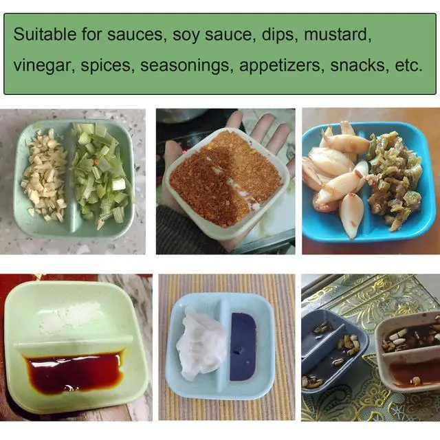 Alt view image 6 of 7 - 8 Pack Dipping Bowls Set 2 Grids Soy Sauce Dishes Pinch Bowls Dipping Bowls Dipping Sauce Bowl Small Serving Bowls for Side Dishes Sushi Mustard Tomato Sauce BBQ Seasoning Pepper Kitchup